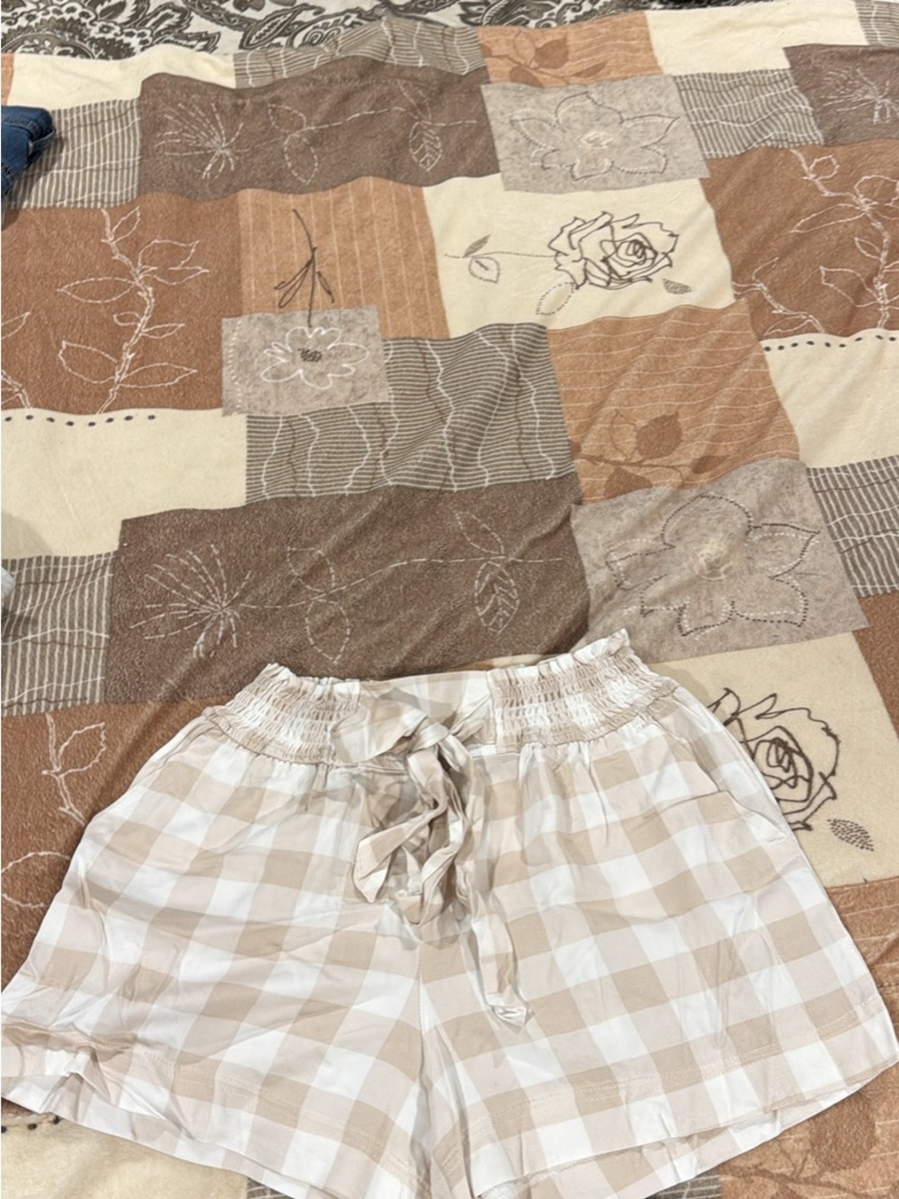 Bluenotes Beige and White Gingham Women’s Shorts